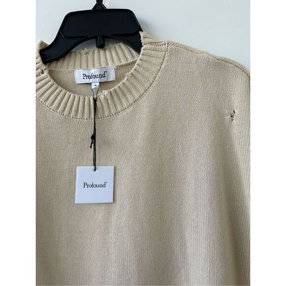 Profound Distressed Pullover Floral Paisley Knitted Sweater Womens Cream Small - Picture 12 of 12